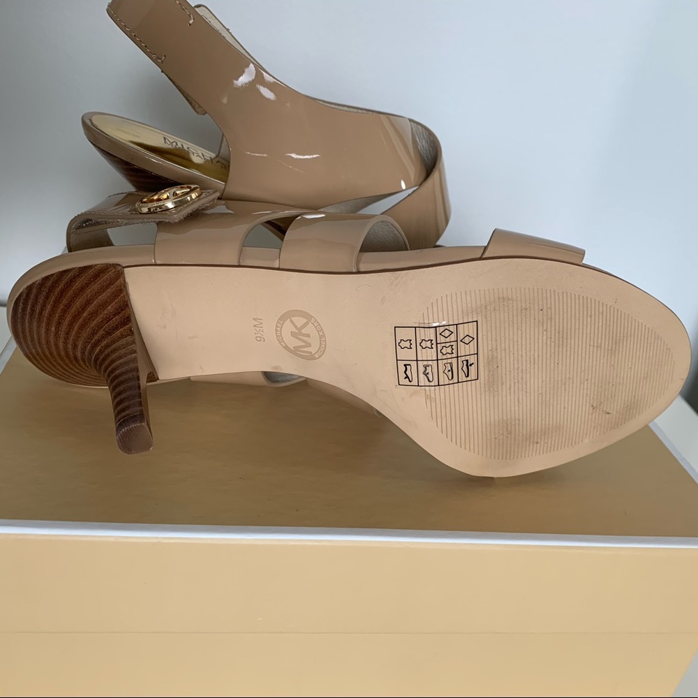 Michael Kors Nude patent Leather Open Toe Shoes - Picture 8 of 10